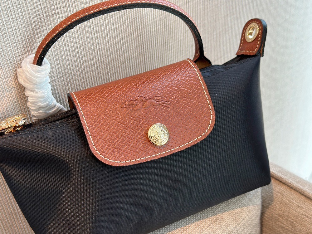 NWT Longchamp Le Pliage Mini Handbag Pouch Black Canvas Crossbody XS - Picture 3 of 10